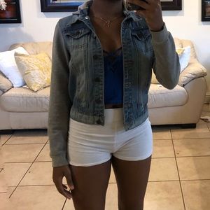 Jean jacket with hood